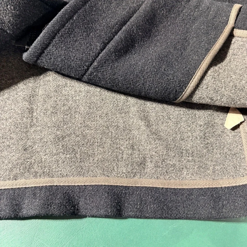 Vintage J. Crew Mens Dress Coat Medium Charcoal Gray Lined Hooded Wool‎ Blend